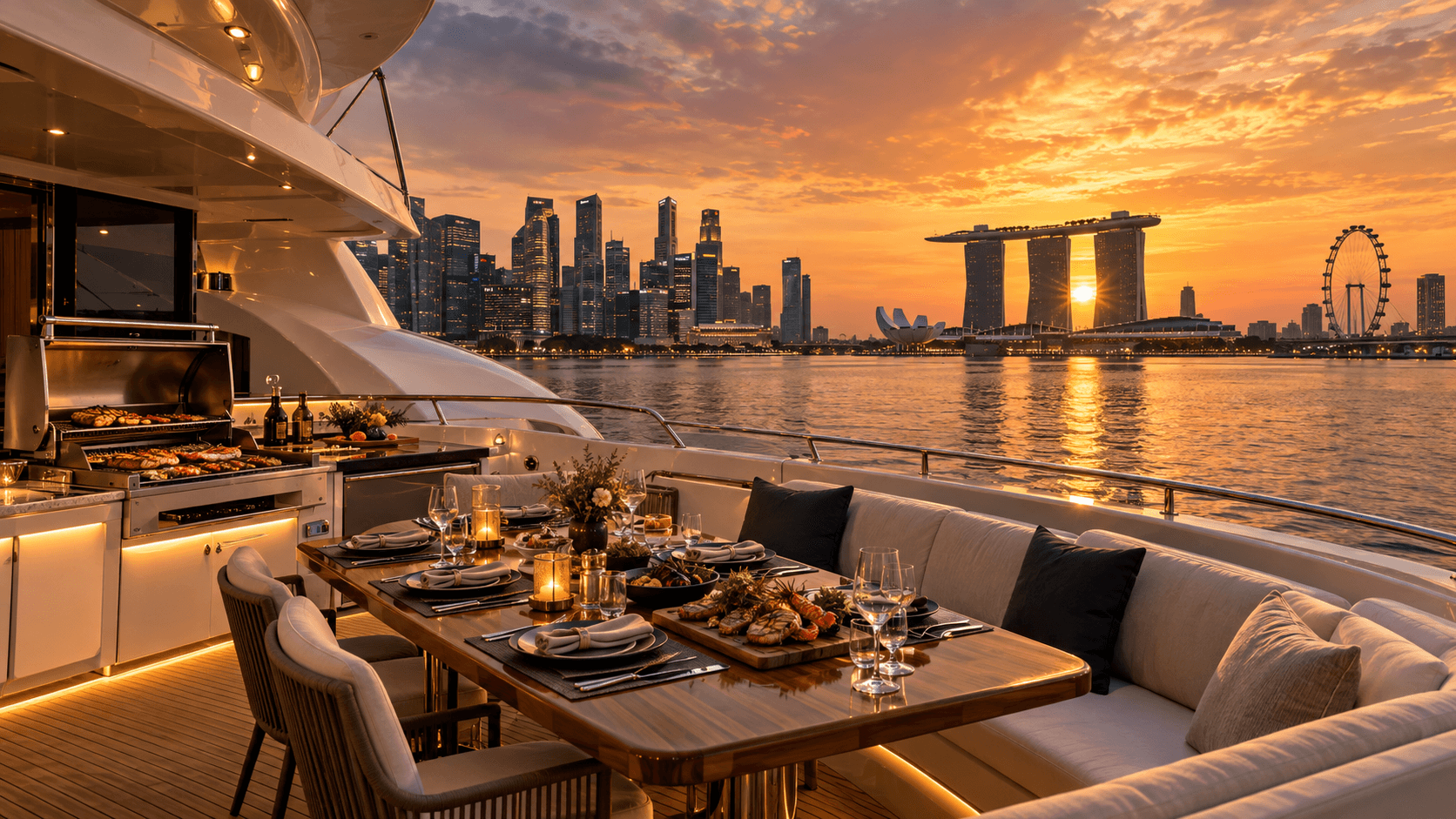 Singapura vista do mar, imagem de referência gerada por IA